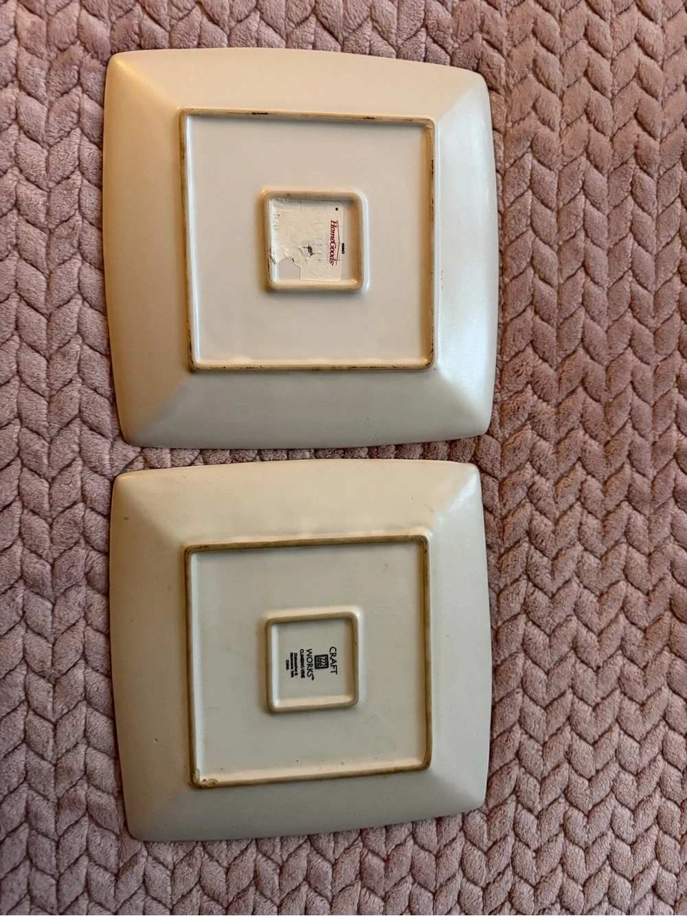 Craft Works 222 Fifth Neutral Leaf-Accent Square Dinner Plates - Set of 2